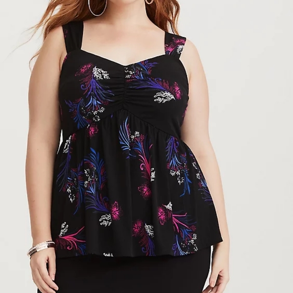 torrid Tops - Torrid || Black Bouquet Jersey Knit Tank